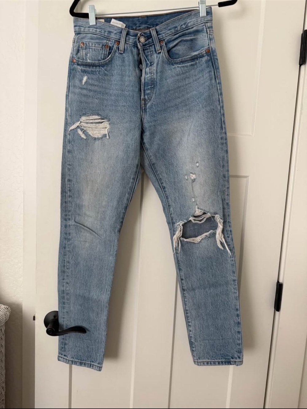 Levi's Light Wash Distressed Straight-Leg Jeans
